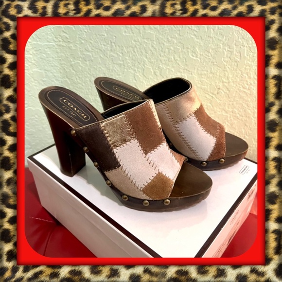 Coach Shoes - 🔥🔥SUPER SALE🔥🔥PRICE FIRM✅👑Coach Leather Patchwork Wooden Clog Heels